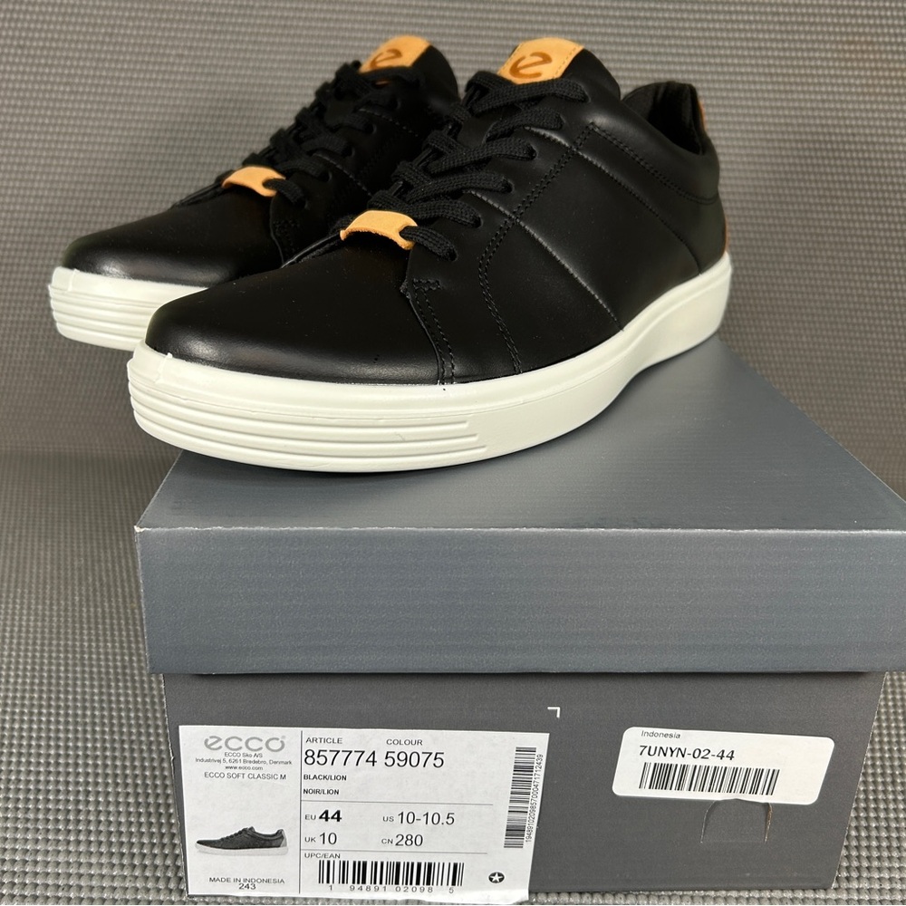 Ecco Soft Classic Men's Shoes Leather Classic Sport Casual US 10 EU 44 Black